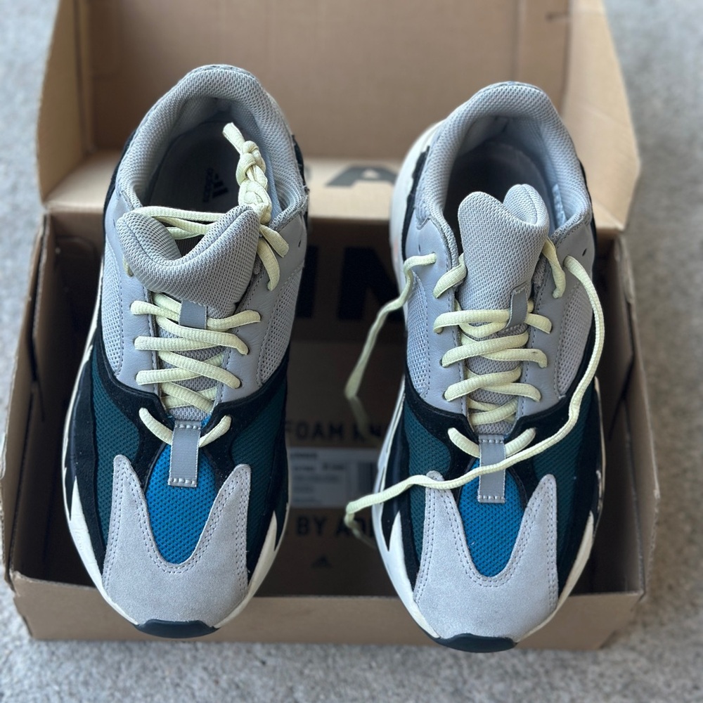 Adidas Yeezy with Gray and Yellow Accents